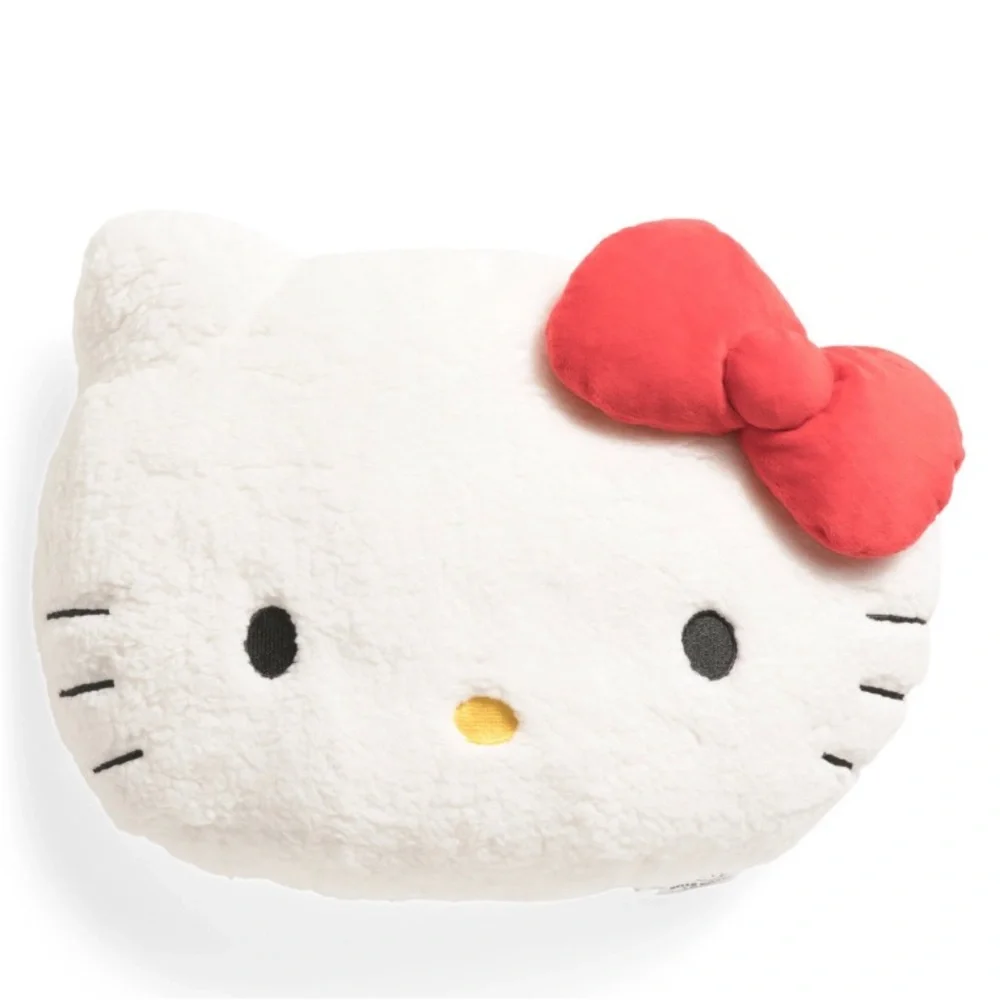 Hello Kitty Sanrio Cat Kitty Face Head Sherpa Decorative Pillow Teddy Bear Plush